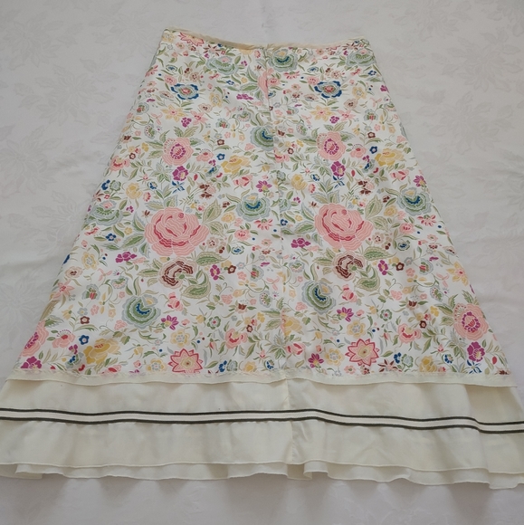 Biya Johnny Was silk vintage floral garden roses layered skirt - Picture 6 of 7